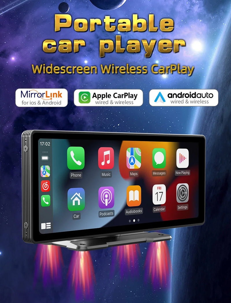 BQCC Universal 10,26” Tela Car Radio Multimídia WIFI Video Player Tela Carplay Sem Fio para Apple ou Android