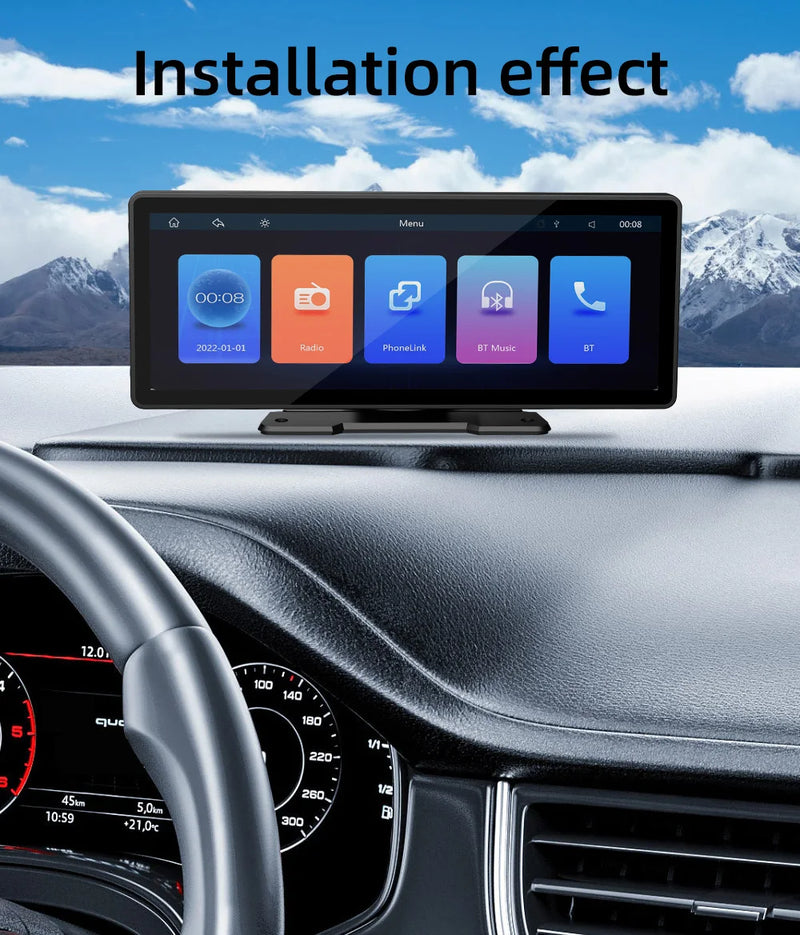 BQCC Universal 10,26” Tela Car Radio Multimídia WIFI Video Player Tela Carplay Sem Fio para Apple ou Android