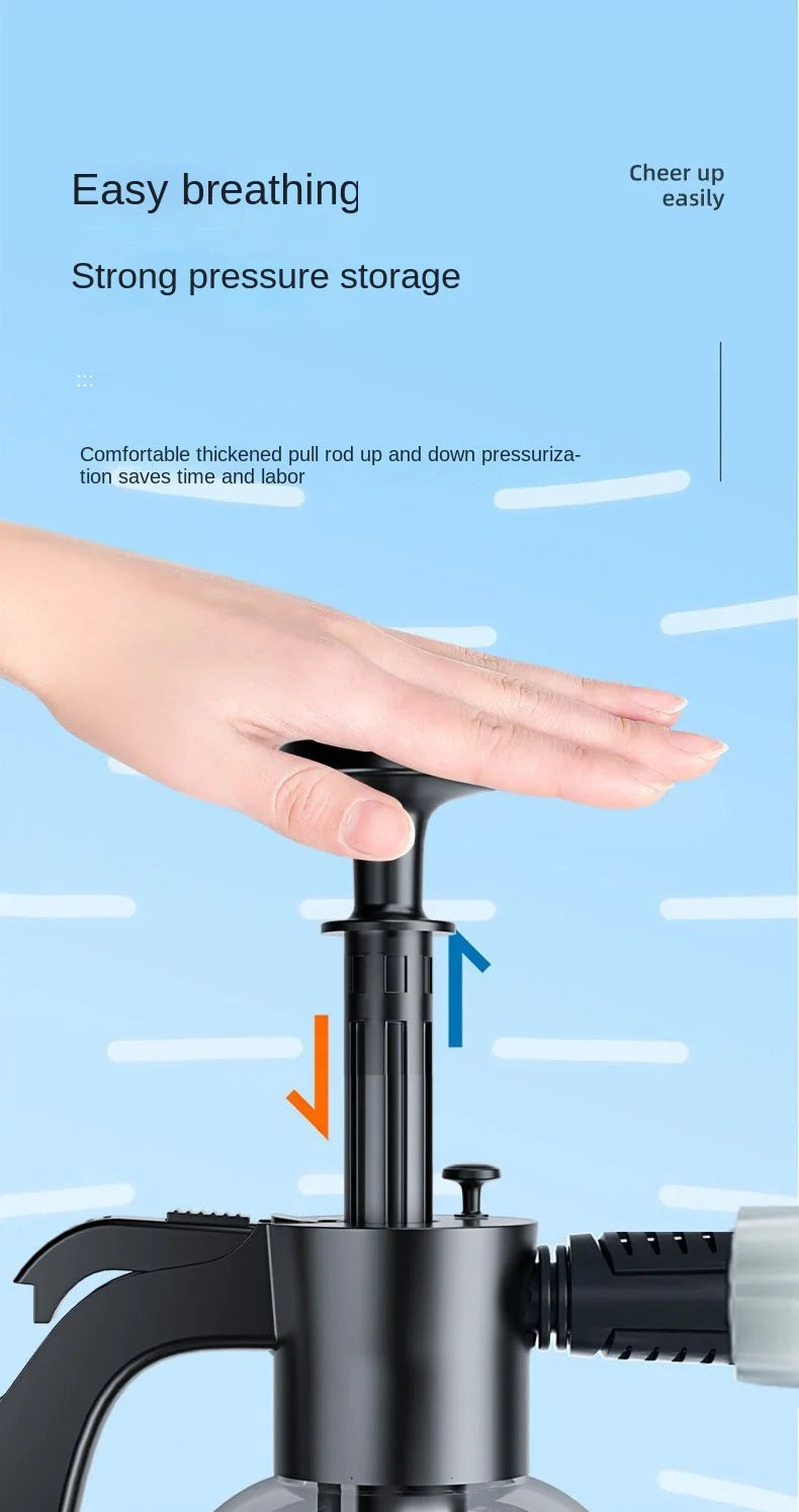 Pulverizador de espuma manual de 2L com 3 tipos de bicos, canhão de espuma pneumático manual, spray de espuma em neve para lavagem de carros, limpeza de janelas de carro