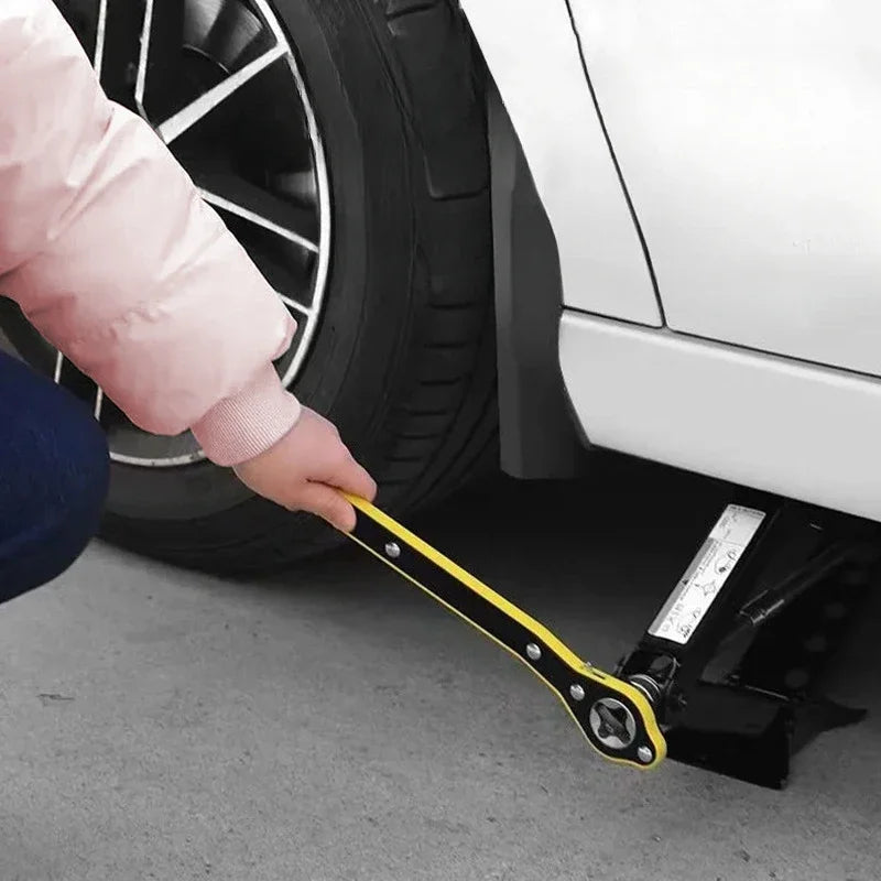 Chave de catraca para macaco de pneu, chave de economia de trabalho para automóveis, chave de braço oscilante