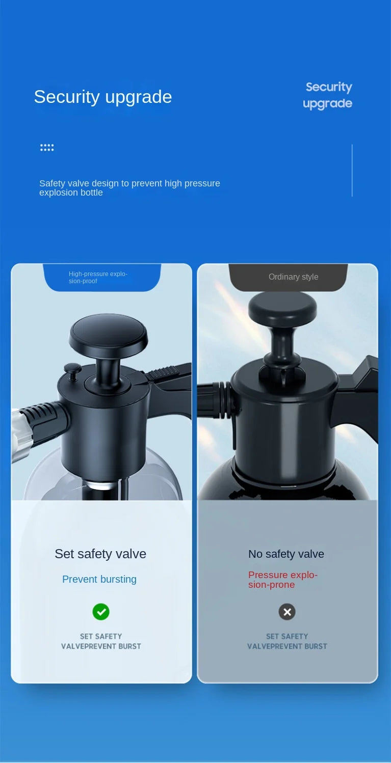 Pulverizador de espuma manual de 2L com 3 tipos de bicos, canhão de espuma pneumático manual, spray de espuma em neve para lavagem de carros, limpeza de janelas de carro