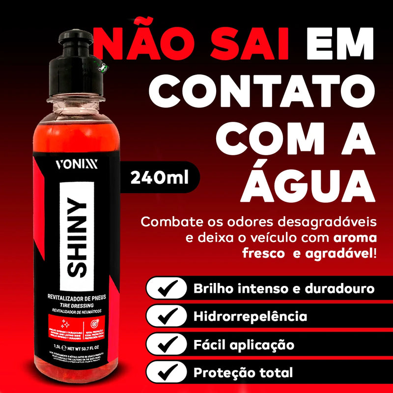 Pneu Preto Revitalizante Borracha Brilhante 240ml Vonixx