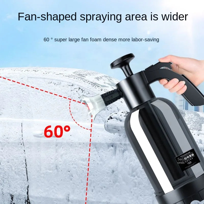 Pulverizador de espuma manual de 2L com 3 tipos de bicos, canhão de espuma pneumático manual, spray de espuma em neve para lavagem de carros, limpeza de janelas de carro