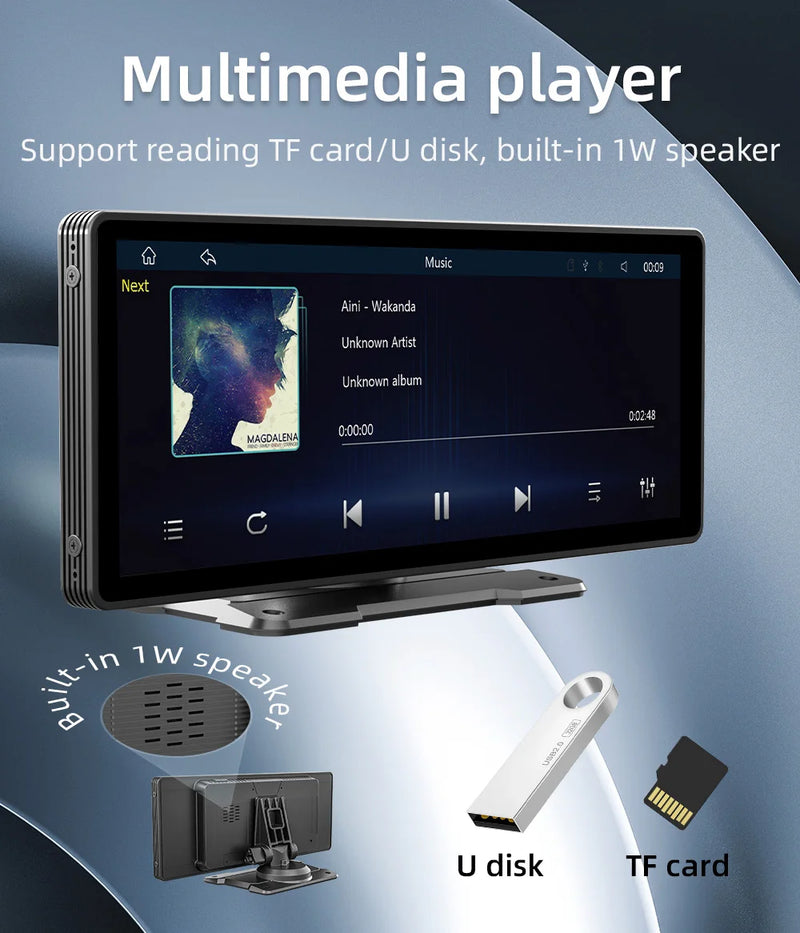 BQCC Universal 10,26” Tela Car Radio Multimídia WIFI Video Player Tela Carplay Sem Fio para Apple ou Android
