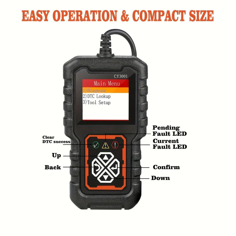 Dispositivo de detecção de falhas automotivas CY3001 OBD2 Cartão de leitura Ferramenta de detecção de motor Elm327