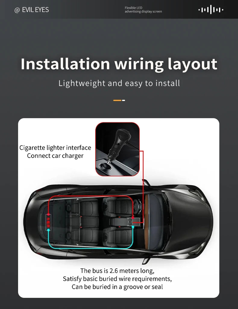 Painel de luz LED Devil Eye para caminhão, carro, controle remoto, iluminação dobrável e suave, rolagem para para-brisa, 12V 24V