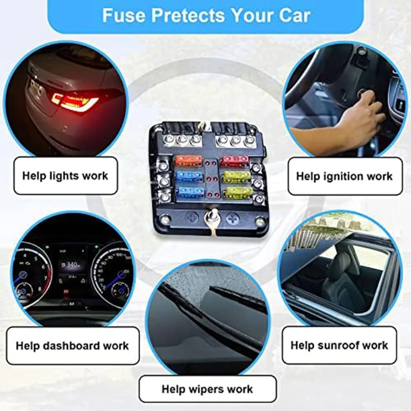 Kit sortido de fusíveis com 300 peças, mini fusíveis padrão/micro lâminas, extrator automotivo para carro/caminhão (2/3/5/7,5/10/15/20/25/30/35/40A)