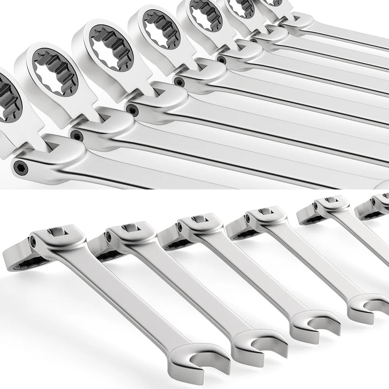 Conjunto de chaves de catraca combinadas, chave de catraca de cabeça flexível métrica de 6 a 23 mm, chave de aço cromo vanádio com bolsa
