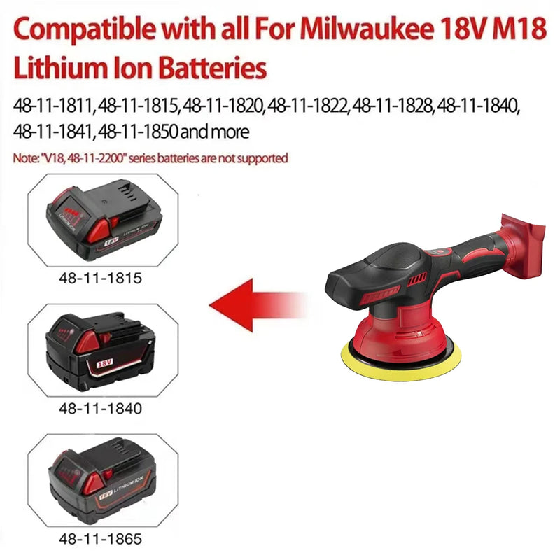 Polidor de carro sem fio com 8 marchas ajustáveis, ferramenta elétrica para enceramento, lixamento, selagem e polimento, compatível com Dewalt/Milwaukee/Makita, bateria de 20 V(NÃO POSSUI BATERIA)