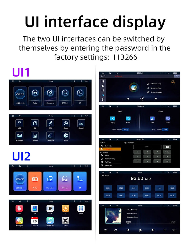 BQCC Universal 10,26” Tela Car Radio Multimídia WIFI Video Player Tela Carplay Sem Fio para Apple ou Android