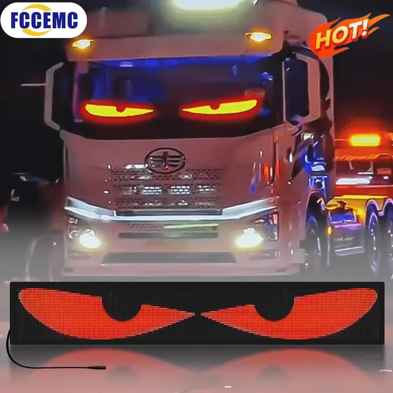 Painel de luz LED Devil Eye para caminhão, carro, controle remoto, iluminação dobrável e suave, rolagem para para-brisa, 12V 24V