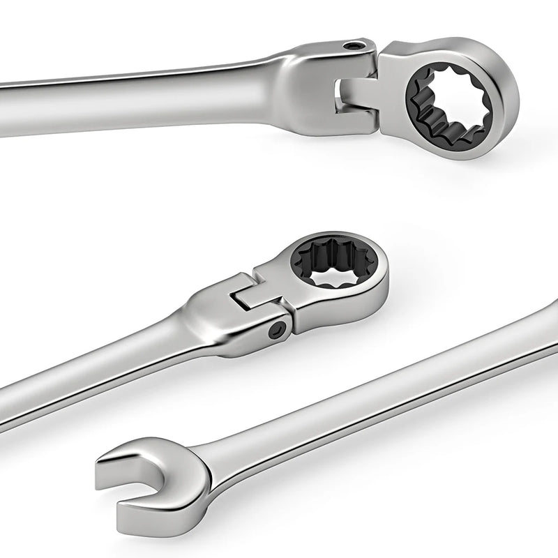 Conjunto de chaves de catraca combinadas, chave de catraca de cabeça flexível métrica de 6 a 23 mm, chave de aço cromo vanádio com bolsa