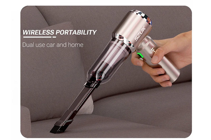 Aspirador de pó portátil para carro SZUK 985000Pa, sem fio, com sucção forte, mini aspirador de pó para carro
