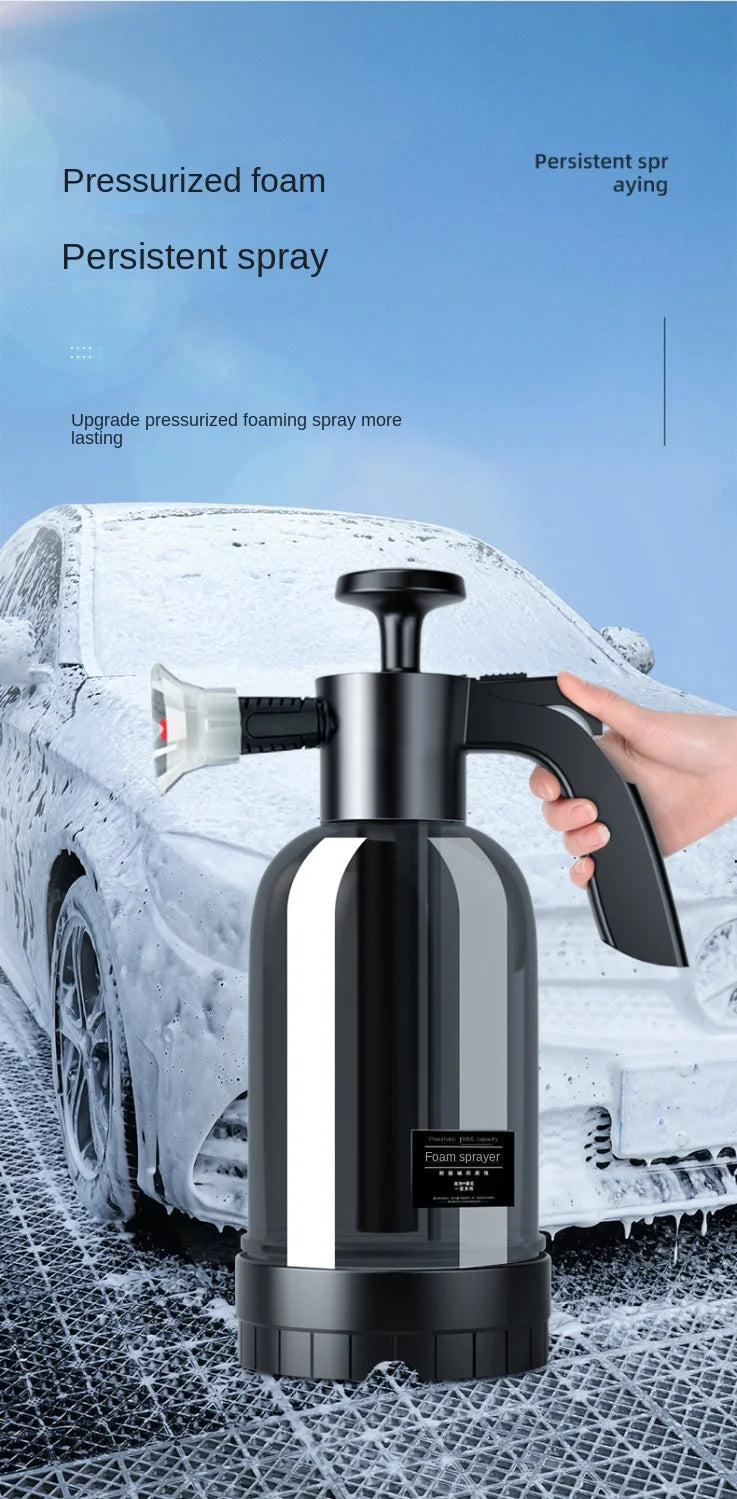 Pulverizador de espuma manual de 2L com 3 tipos de bicos, canhão de espuma pneumático manual, spray de espuma em neve para lavagem de carros, limpeza de janelas de carro