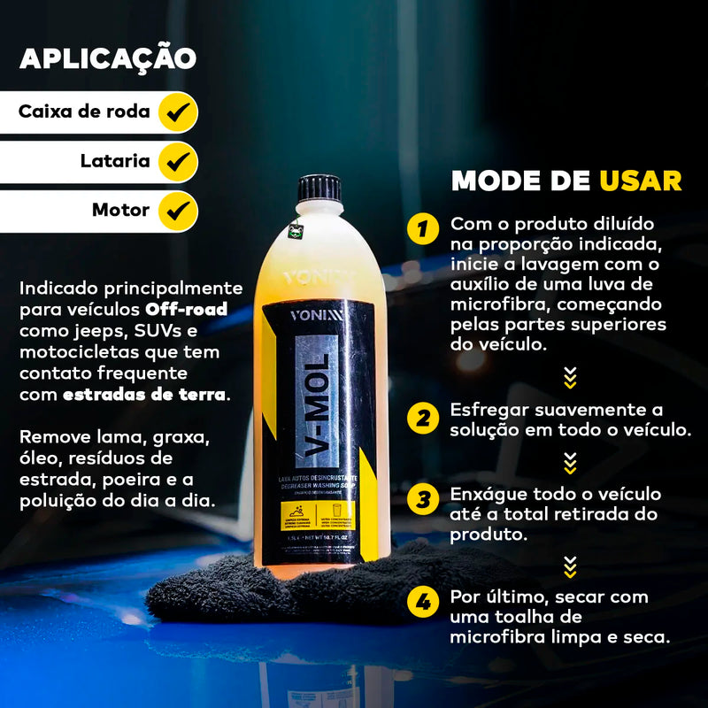 Shampoo Auto Lava Limpeza Pesada Argila Vmol 1,5L Vonixx