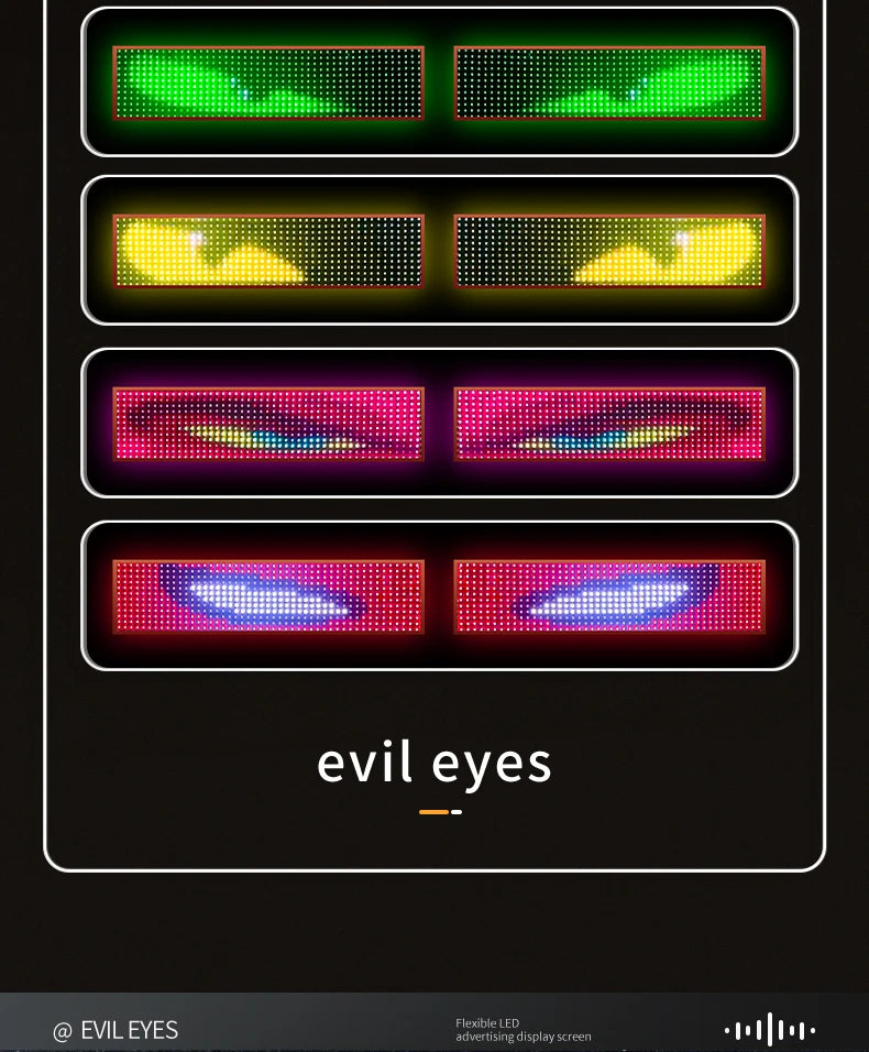 Painel de luz LED Devil Eye para caminhão, carro, controle remoto, iluminação dobrável e suave, rolagem para para-brisa, 12V 24V