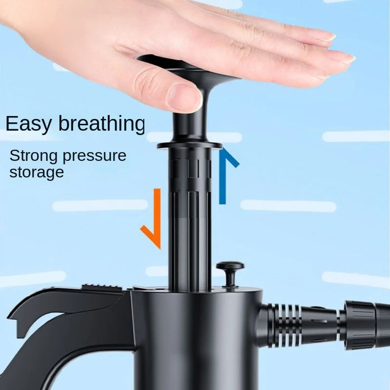 Pulverizador de espuma manual de 2L com 3 tipos de bicos, canhão de espuma pneumático manual, spray de espuma em neve para lavagem de carros, limpeza de janelas de carro