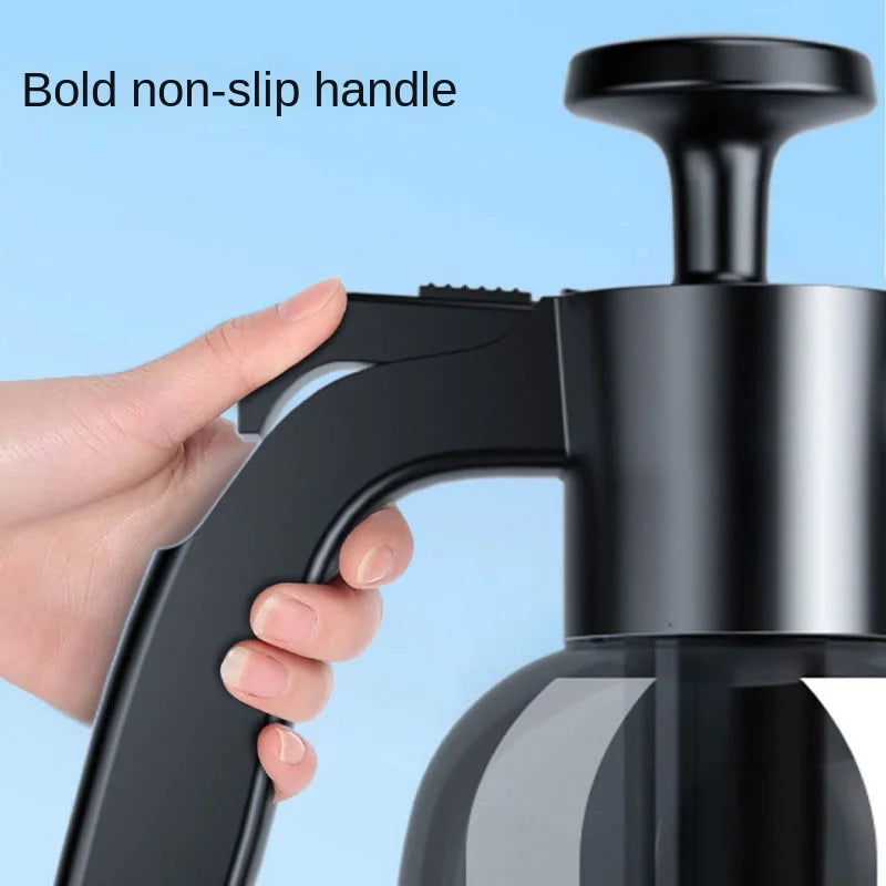 Pulverizador de espuma manual de 2L com 3 tipos de bicos, canhão de espuma pneumático manual, spray de espuma em neve para lavagem de carros, limpeza de janelas de carro