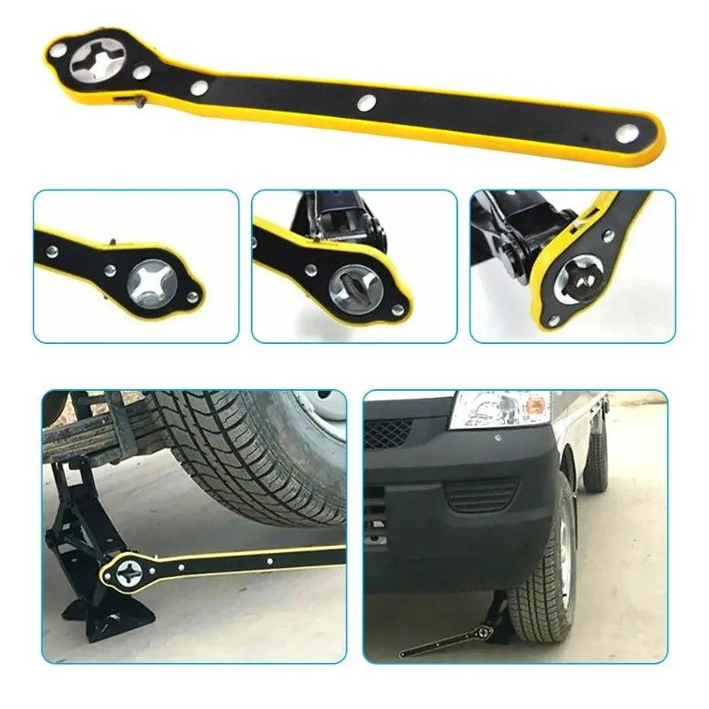 Chave de catraca para macaco de pneu, chave de economia de trabalho para automóveis, chave de braço oscilante