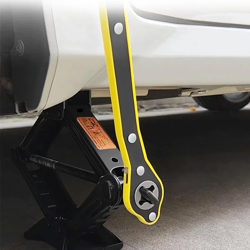 Chave de catraca para macaco de pneu, chave de economia de trabalho para automóveis, chave de braço oscilante