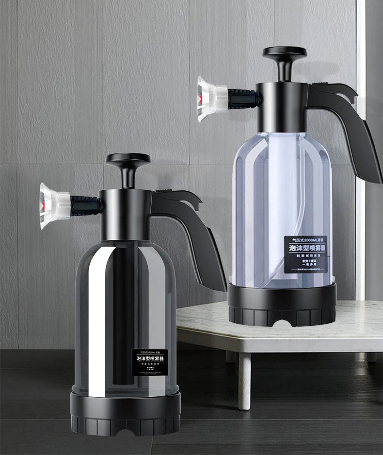 Pulverizador de espuma manual de 2L com 3 tipos de bicos, canhão de espuma pneumático manual, spray de espuma em neve para lavagem de carros, limpeza de janelas de carro