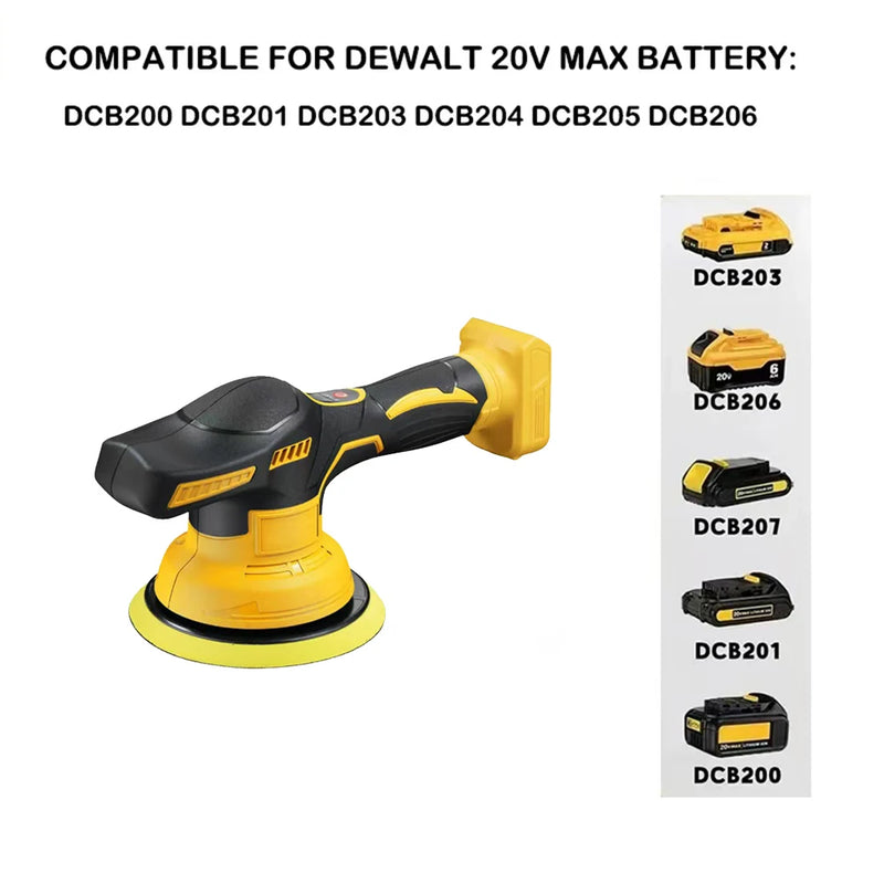 Polidor de carro sem fio com 8 marchas ajustáveis, ferramenta elétrica para enceramento, lixamento, selagem e polimento, compatível com Dewalt/Milwaukee/Makita, bateria de 20 V(NÃO POSSUI BATERIA)