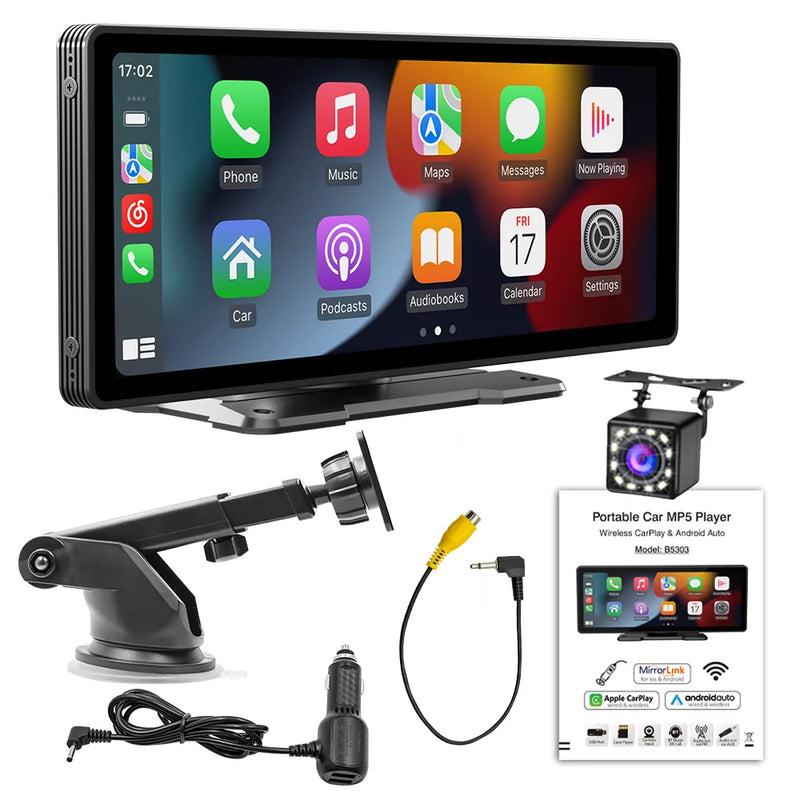 BQCC Universal 10,26” Tela Car Radio Multimídia WIFI Video Player Tela Carplay Sem Fio para Apple ou Android